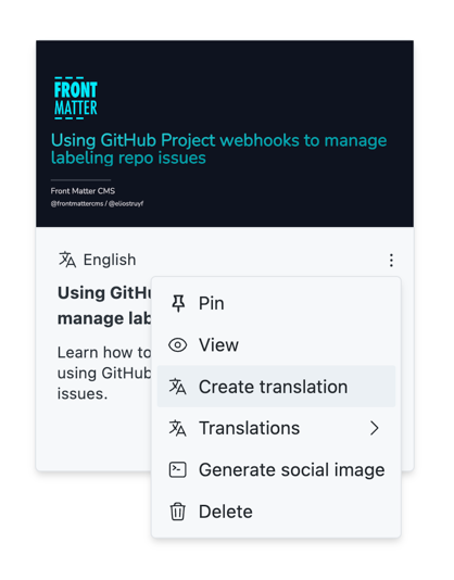 Create translation on content card
