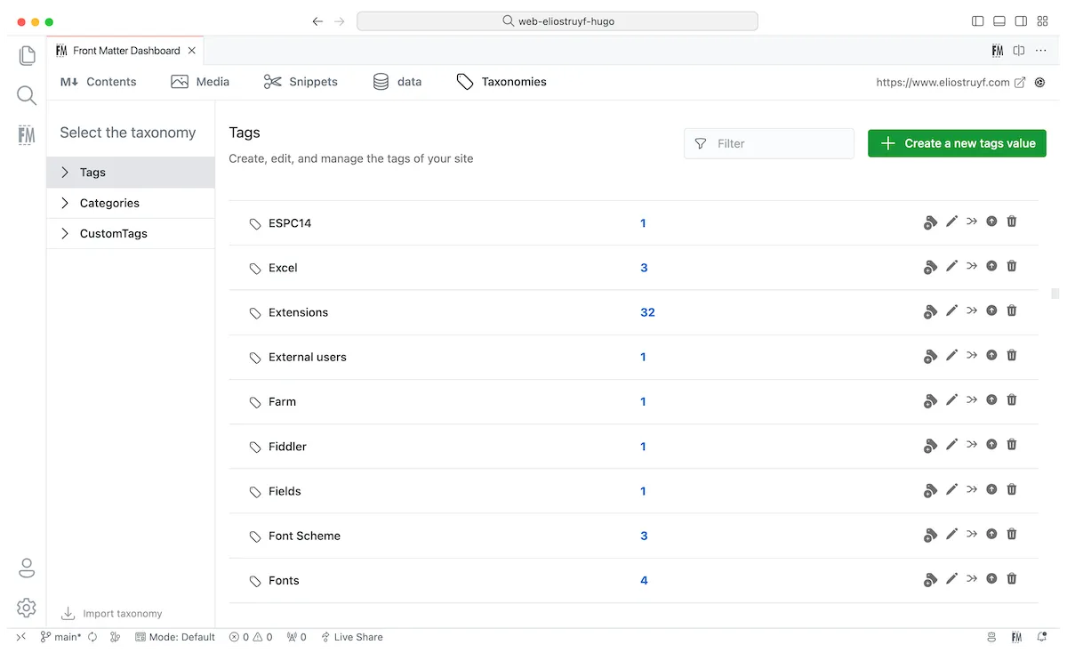 Taxonomies view