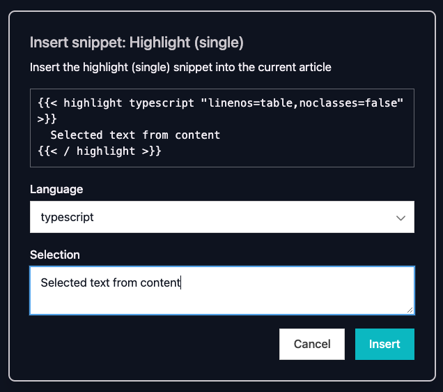 Fill in the snippet form