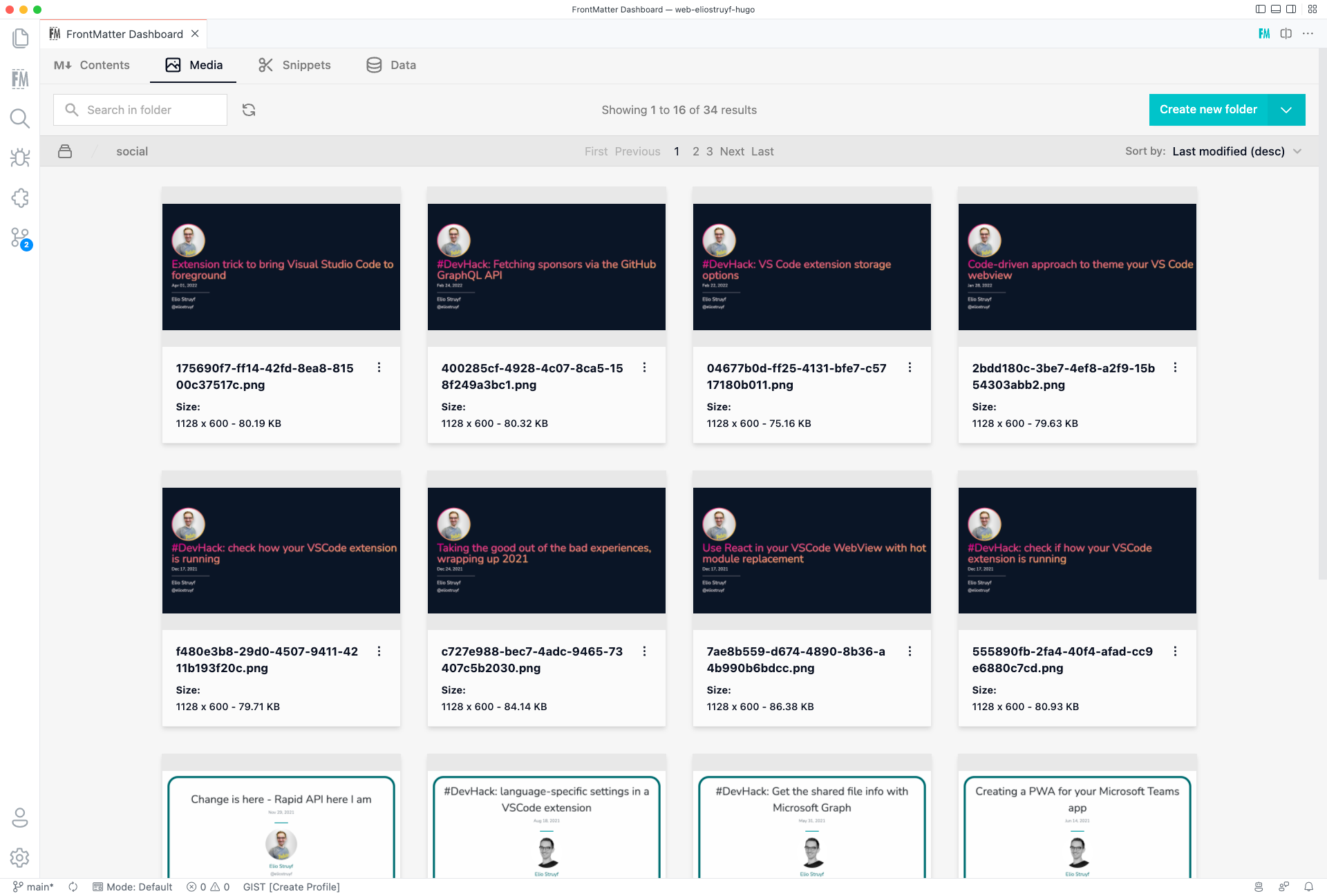 Dashboard - Media view
