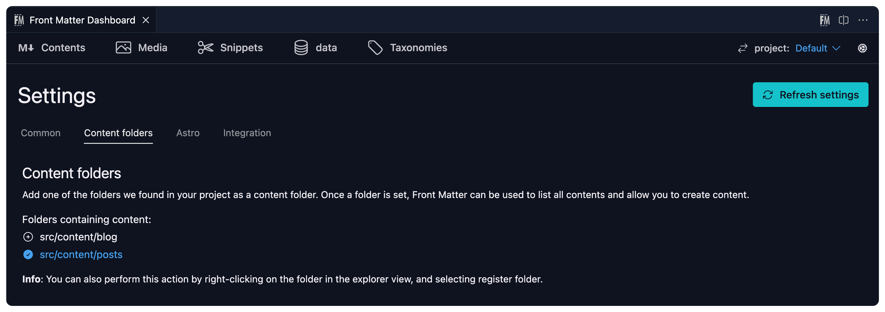 Add a new content folder